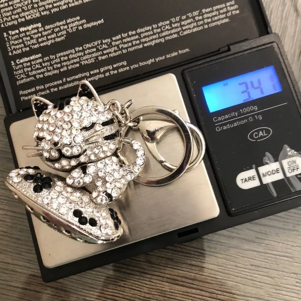 TINKSKY Rhinestone Kitty Cat Key Chain / Bag Charm